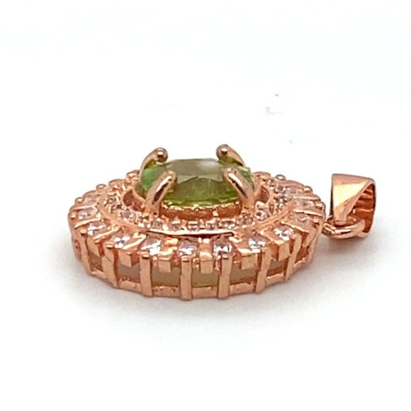 Peridot 1.50ct Rose Gold Finish Solid 925 Silver Pendant - Picture 6 of 8